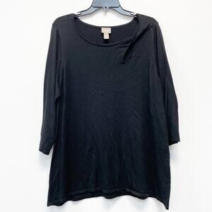 Chico's Womens Black Boat Neck Knit Blouse Top Size 3, XL
